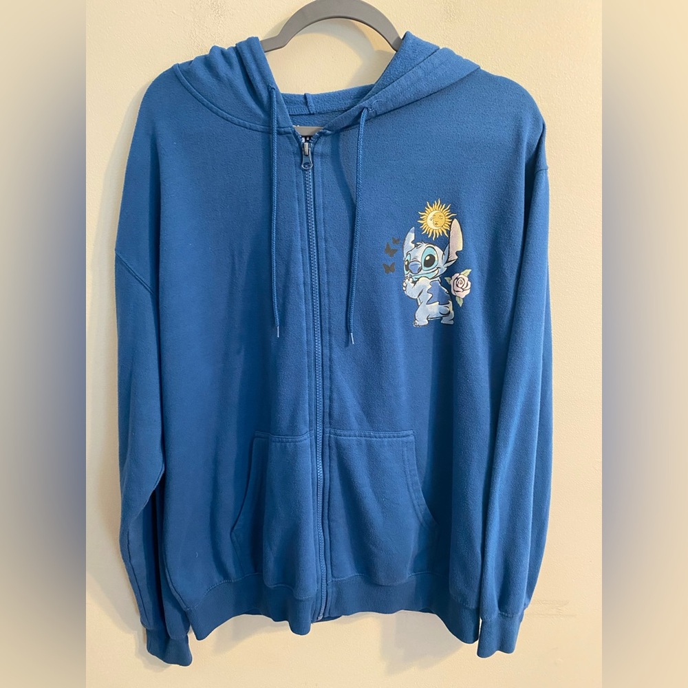 Women's Disney Lilo & Stitch "Radiate Positivity" Full Zip Blue Hoodie Size XL
